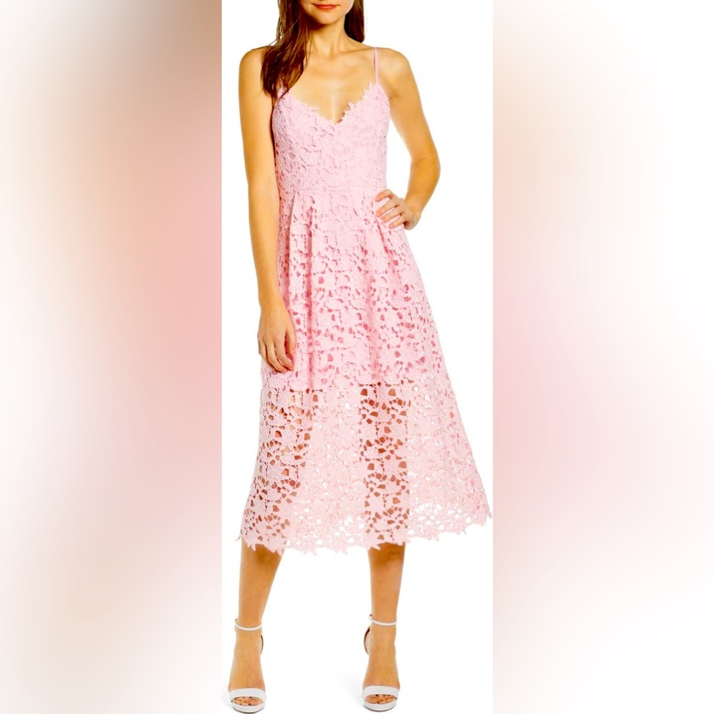 ASTR THE LABEL Lace Midi Dress pink perfect - Picture 4 of 8